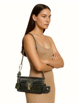 Hidesign - Cottage Genuine Leather Womens Green Shoulder Bag with Coin Pouch