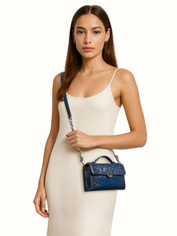 Hidesign - Cottage W1 Genuine Leather Womens Blue Sling Bag