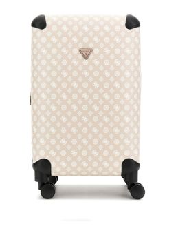 Guess - Beige ABS Plastic Printed Luggage and Travel Bag