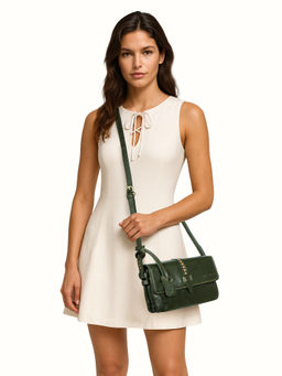 Hidesign - Lowell 01 Genuine Leather Womens Green Sling Bag