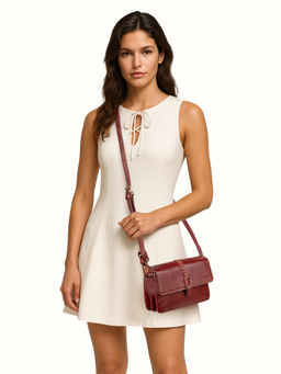 Hidesign - Lowell 01 Genuine Leather Womens Maroon Sling Bag