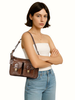 Hidesign - Pyne 02 Genuine Leather Womens Tan Shoulder Bag