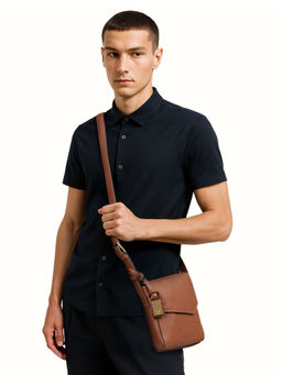 Hidesign - Tower 02 Genuine Leather Mens Tan Crossbody Bag
