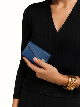 Hidesign - Tower W1 Genuine Leather Womens Blue Card Holder