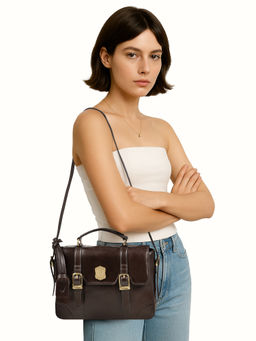 Hidesign - Trinity 01 Genuine Leather Womens Brown Shoulder Bag