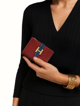 Hidesign - Trinity W2 Genuine Leather Womens Maroon Bi Fold Wallet