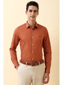 Allen Solly - Men Orange Solid Full Sleeves Formal Shirt