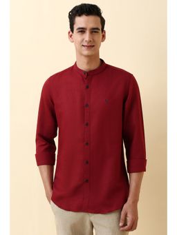 Allen Solly - Men Red Solid Full Sleeves Casual Shirt
