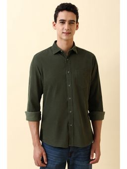 Allen Solly - Men Olive Textured Full Sleeves Casual Shirt
