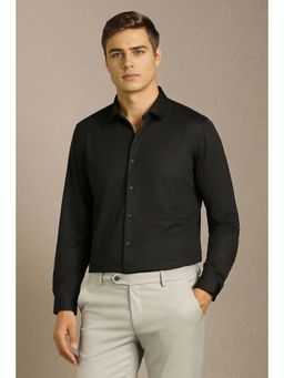 Louis Philippe - Men Black Solid Full Sleeves Formal Shirt