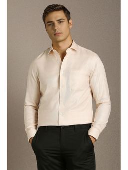 Louis Philippe - Men Peach Full Sleeves Formal Shirt