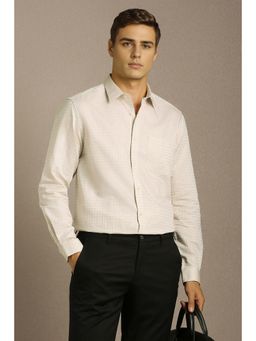 Louis Philippe - Men Beige Full Sleeves Formal Shirt