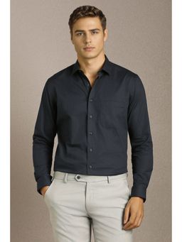 Louis Philippe - Men Black Stripe Full Sleeves Formal Shirt