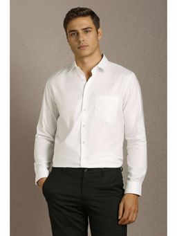 Louis Philippe - Men White Textured Full Sleeves Formal Shirt