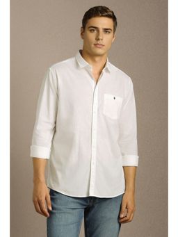 Louis Philippe - Men White Solid Full Sleeves Casual Shirt
