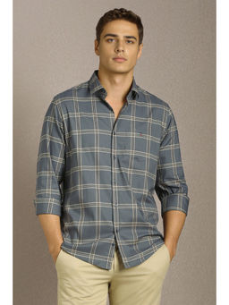 Louis Philippe - Men Grey Check Full Sleeves Casual Shirt