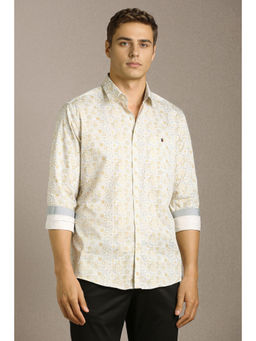 Louis Philippe - Men Beige Printed Full Sleeves Casual Shirt