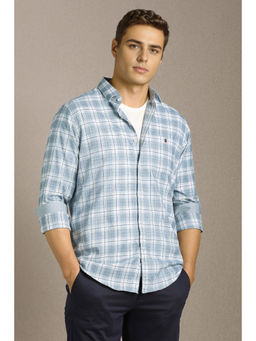 Louis Philippe - Men Blue Check Full Sleeves Casual Shirt