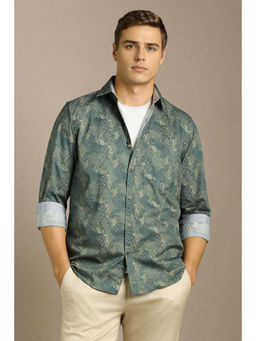 Louis Philippe - Men Green Printed Full Sleeves Casual Shirt