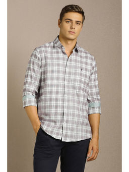 Louis Philippe - Men Off White Check Full Sleeves Casual Shirt