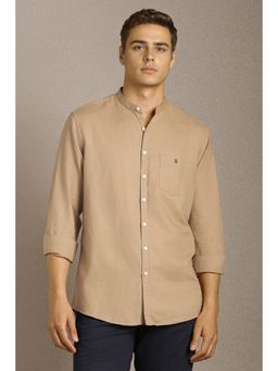 Louis Philippe - Men Beige Solid Full Sleeves Casual Shirt