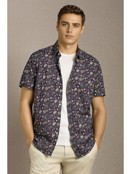 Louis Philippe - Men Purple Print Half Sleeves Casual Shirt