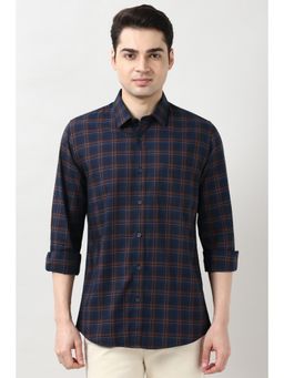 Peter England - Men Slim Fit Check Full Sleeves Casual Shirt
