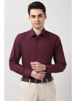 Peter England - Men Maroon Slim Fit Full Sleeves Formal Shirt