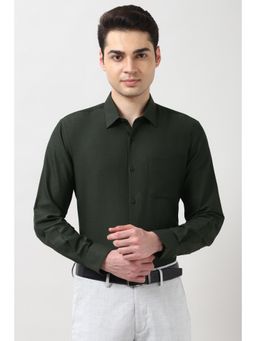 Peter England - Men Green Slim Fit Full Sleeves Formal Shirt