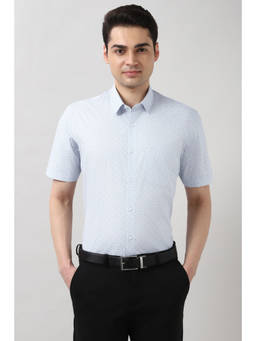 Peter England - Men Light Blue Regular Fit Half Sleeves Formal Shirt