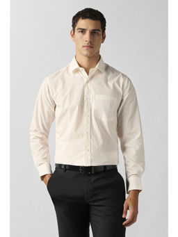 Van Heusen - Men Beige Solid Full Sleeves Formal Shirt