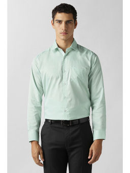 Van Heusen - Men Sea Green Textured Full Sleeves Formal Shirt