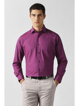 Van Heusen - Men Purple Textured Full Sleeves Formal Shirt