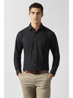 Van Heusen - Men Black Textured Full Sleeves Formal Shirt