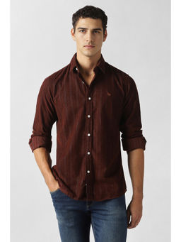 Van Heusen - Men Brown Stripe Full Sleeves Casual Shirt