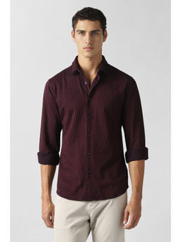 Van Heusen - Men Maroon Stripe Full Sleeves Casual Shirt