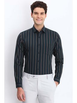 Allen Solly - Men Green Slim Fit Stripe Full Sleeves Formal Shirt