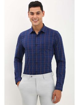 Allen Solly - Men Navy Slim Fit Check Full Sleeves Formal Shirt