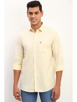 Allen Solly - Men Yellow Slim Fit Solid Full Sleeves Casual Shirt