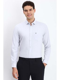 Allen Solly - Men White Slim Fit Print Full Sleeves Formal Shirt