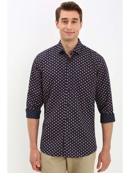 Allen Solly - Men Navy Slim Fit Print Full Sleeves Casual Shirt