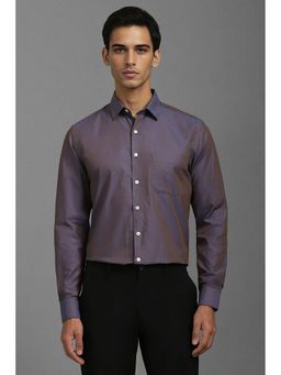 Louis Philippe - Men Purple Slim Fit Textured Full Sleeves Formal Shirt