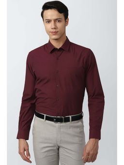Peter England - Men Maroon Slim Fit Formal Full Sleeves Formal Shirt