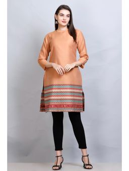 Kidar - Women Ethnic Wear Cotton Silk Kurti Peach