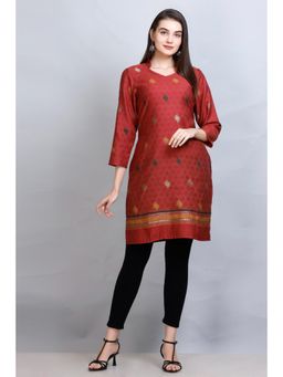 Kidar - Women Ethnic Wear Cotton Silk Kurti Maroon