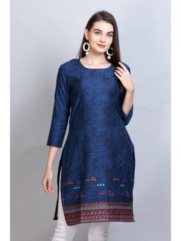 Kidar - Women Ethnic Wear Cotton Silk Kurti Blue