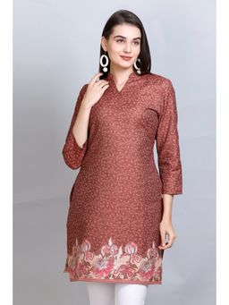 Kidar - Women Ethnic Wear Cotton Silk Kurti Maroon