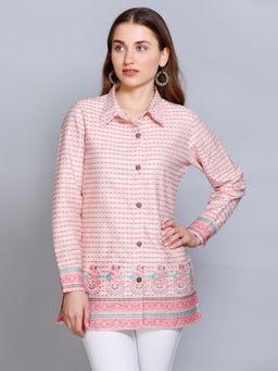 Kidar - Women Ethnic Wear Cotton Silk Kurti Pink