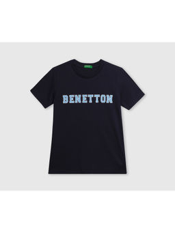 United Colors of Benetton - Printed T-shirt- Navy Blue