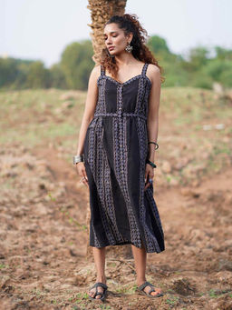 Chidiyaa - Wwb Soft Moonlight Block Printed Cotton Dress